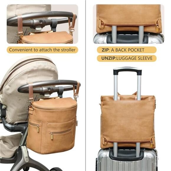 Diaper Bag Backpack Baby Diaper Bag, Large Leather Diaper Bag Backpack main image 4
